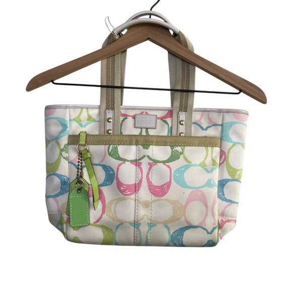 Coach Hampton Pastel Signature Scribble Top Handle Handbag – Ivory - Picture 1 of 16